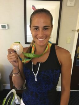 Monica Puig Celebrates her Olympic Gold Medal and urges travelers to visit her homeland. (Photo Credit: Puerto Rico Tourism Company) (PRNewsFoto/Puerto Rico Tourism Company)